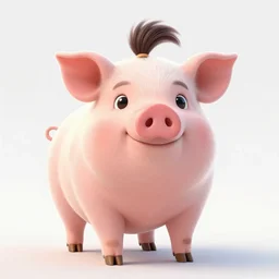 Full body Chubby character portrait of a female humanoid pig with a pigtail. She has a cute beautiful attractive detailed pig snout face. She is wearing a Puffy white shirt and jeans. Character design by charlie bowater, ross tran, artgerm, and makoto shinkai, detailed, inked, western comic book art