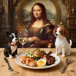 a three course meal for dogs by Leonardo da Vinci