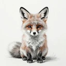 photoreal sketch of a cute anthropomorphic furry fox, drawn in pencil, insanely detailed