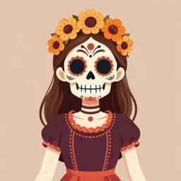 Illustration of a sugar skull day of the dead girl, art by joe jusko