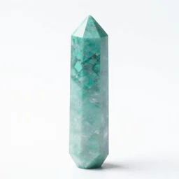 turquoise quartz crystal points, 8k product photo, isolated on a pure white background, centered, entire object in frame, sharp focus, soft studio lighting