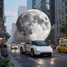 city on the moon vehicle designed by ash thorp, busy street, rendered in octane, unreal engine 5, photorealistic, 8 k hdr