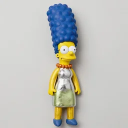 a colorful gum sculpture of Marge Simpson made of gold and silver