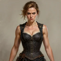 angry Maisie Williams leading the charge as a ruggedly muscled handsome heroine, intricate, elegant, highly detailed, centered, digital painting, artstation, concept art, smooth, sharp focus, illustration, artgerm, donato giancola, Joseph Christian Leyendecker, WLOP, Artgerm