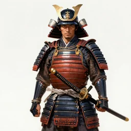 full portrait of male sword and board japanese samurai by wlop, katana, shield, japanese heavy armor, o - yoroi, detailed, realistic, anatomically accurate, fantasy illustration, artstation, wlop, 4 k.