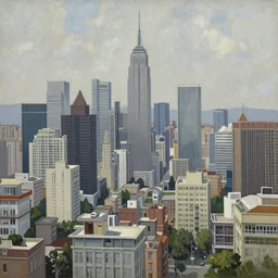 a Casein painting of an Asian metropolis