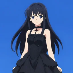 anime portrait of a young girl wearing a black pleated gothic dress and choker, kyoto animation, last exile, blue submarine no. 6, katsura masakazu, loish, murata range, kawaii, manga, bright colors, beautiful, vibrant, jean giraud, gradation, dyanamic perspective pose