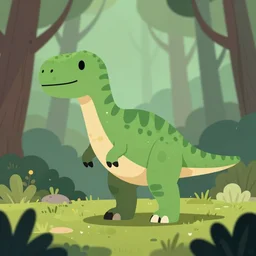 an illustration of a dinosaur k 1 8. 0 0 0 in the woods, trending on artstation, central composition, very cartoon, shape focus, high detailed, by anton fadeev