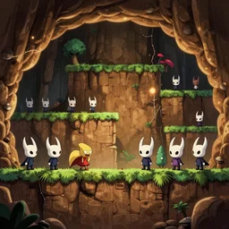 side scrolling cave landscape, studio ghibli, pixar and disney animation, sharp, rendered in unreal 5, highly detailed, digital painting, artstation, dead cells, hollow knight, smooth, sharp focus, illustration, wide angle, super smash bross, wallpaper, splash art, promo art, dramatic lighting, art by artgerm and rutkowski and bo chen and jin xiaodi