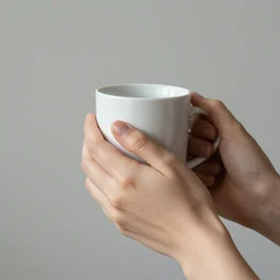 hands holding a cup handle