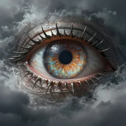 highly detailed eye of sauron in the stormy clouds soft lighting insanely detailed concept art by luis royo, todd mcfarlane, lotr, soft lighting, particle fx renderer photorealistic