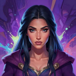 head-on symmetrical centered painted portrait, Maya Ali as a D&D sorcerer, matte painting Arcane DOTA Blizzard pixar, maya engine on stylized background splash comics global illumination lighting artstation, by lois van baarle, ilya kuvshinov, rossdraws