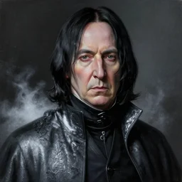 breathtaking detailed painting of severus snape, by ruan jia, intricate cloak of silver night mists, piercing eyes, detailed realistic facial features, 8 k, concept art, matte, sharp focus, rembrandt style