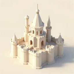 a low poly isometric render of castle, intricate, elegant, smooth shading, soft lighting, illustration, simple, solid shapes, by mc escher, octane render