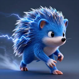 ultra realistic illustration, full body, motion blur, ( ( ( a blue hedgehog made of lightning and thunder with fur and lightning glow ) ) ), intricate, highly detailed, digital painting, concept art, smooth, sharp focus, houdini, fluid simulation, particle, octane render, unreal engine, trending on artstation