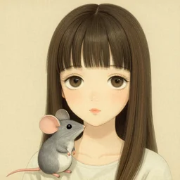 a portrait of girl cosplaying cute mouse by Hajime Sorayama