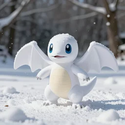 white charmander made of snow photography