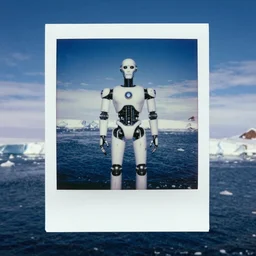 an albanian cyborg in antarctica, 9 0 s polaroid, colored, by jamel shabbaz, robert mapplethorpe, davide sorrenti