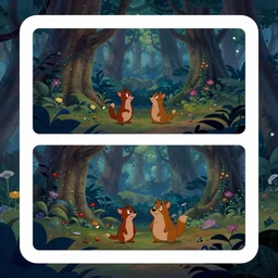 Movie frame from the coloured Disney animated motion picture released in 1937, Social media apps forest, beautiful enchanted forest full of critters, directed by Walt Disney,  highly detailed background paintings by Thomas Kinkade