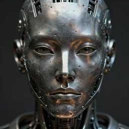 an intricate, detailed face of an robot, metal skin with some scratches, dramatic lighting, sci-fi, trending on artstation, art nouveau