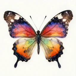 rainbow butterfly, watercolor painting