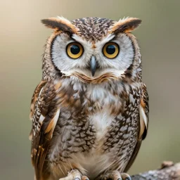 Cutest owl, very realistic feathers, Disney eyes, super beautiful lighting