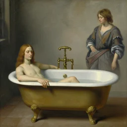 achingly beautiful painting of a antique roman bathtub by rene magritte, monet, and turner. piranesi.