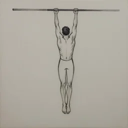 thick long paint brush strokes, outline suggesting the physique of one!!! thin athletic man doing pullup, matte paint colors, minimal painting, negative space, long flowing brush strokes, very abstract trending on artstation