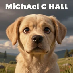 michael c hall with puppy eyes, cute, cartoon