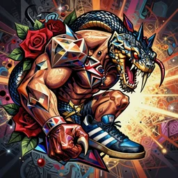Street Fighter 2 Vega Claw profile picture by Sachin Teng, asymmetrical, Organic Painting ,  Adidas, Impressive, Award Winning, Claw, Violent, Dark, Roses, Snake, Powerful, geometric shapes, hard edges, energetic, intricate background, graffiti, street art:2 by Sachin Teng:4