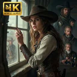 masterpiece concept art, a beautiful highly detailed sci - fi western lady near window, extremly emotional, cinematic moody colors, realistic shaded lighting poster by ilya kuvshinov, magali villeneuve, artgerm, jeremy lipkin and michael garmash and rob rey, 8 k, intricate detail, cinematic lighting,