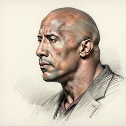 a realistic yet scraggly portrait sketch of the side profile of a stern and sophisticated dwayne johnson, trending on artstation, intricate details, in the style of frank auerbach, in the style of sergio aragones, in the style of martin ansin, in the style of david aja, in the style of mattias adolfsson