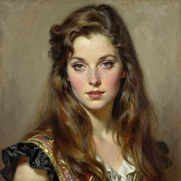 long hair, ultra detailed, beautiful eyes, by greg hildebrandt fancy 2 1 century oil painting high quality clothed in fancy garb in pin up style