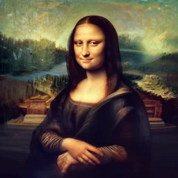 the mona lisa with deepdream effect using vgg 1 6 network trained on imagenet