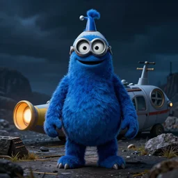 sinister looking Blue Meanie from Yellow Submarine in the style of Todd McFarlane