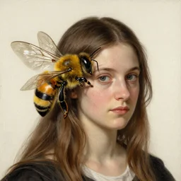 portrait of a bee woman, by donato giancola and nikolay makovsky.
