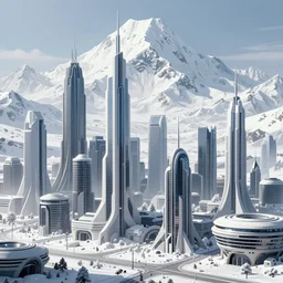 star wars concept art by greg rutkowski, a post - modern city between a snowed mountain range, sharp foccus, cinematic ilumination, nostalgic atmosphere.