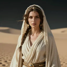 beautiful exotic female fremen, on dune, by artgerm michael whelan gustav klimpt