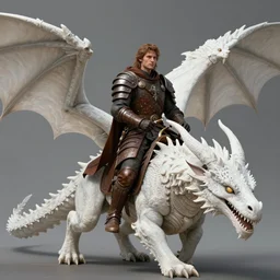 fantasy character portrait, leather armor male human cleric riding a white dragon, ultra realistic, wide angle, intricate details, sharp focus, highly detailed