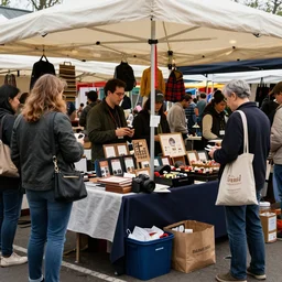 a photograph of a market stall at a trade fair in 2 0 5 5, dslr