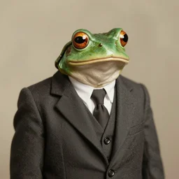 vintage photograph of a frog wearing a suit