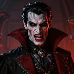 beautiful masterpiece high detail portrait closeup of a evil vampiric count vlad tepes, hybrid, doom art, by artgerm, drew struzan, wayne reynolds, josan gonzalez, artstation trending, epic, bloodthirsty, ultra high cinematic quality character render, low angle, production quality movie poster artwork