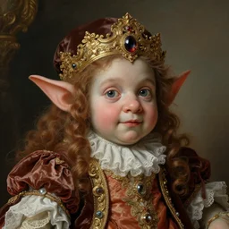 baroque rococo painting Royal Fancy Goblin Hildebrandt Lisa Frank high detail cute adorable whimsical up close gremlin