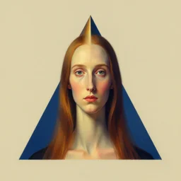 symmetrical post - minimalism portrait of a magical triangle very stretched long expanded head, extremely long forehead, vibrant color scheme, highly detailed, in the style of romanticism, cinematic, artstation, moebius, greg rutkowski