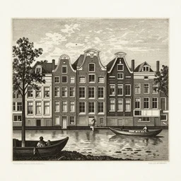 a drypoint etching of a 17th century Amsterdam