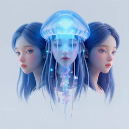 3 d face portrait of a goddess | jellyfish, bioluminescent | by david wiesner, alena aenami, octane render