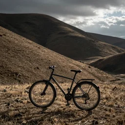 Punctured bicycle on a hillside desolate