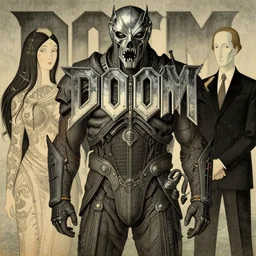 doom, highly detailed, artstation, in the style of moebius, jugendstil and classic japanese print, art by rene magritte and jean delville