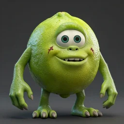 a film still from a horror movie featuring a lime monster that has hand and legs, scars on his face, 3 d render, blender, unreal engine