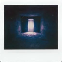 polaroid of inside of a dreamy nightmare, liminal space